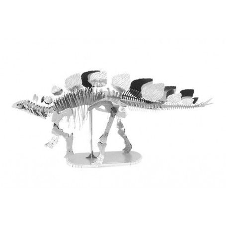 MetalEarth Dinosaurier: STEGOSAURE SQUELETTE 13.97x2.54x7.62cm, Metall 3D Modell mit 2 Blättern, auf Karte 12x17cm, 14+