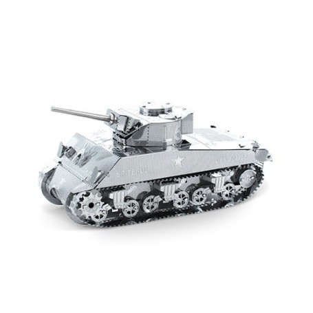 MetalEarth Combat Tank: SHERMAN TANK 7.33x3.47x3.37cm, Metall 3D Modell mit 2 Blättern, auf Karte 12x17cm, 14+ Metallmodell