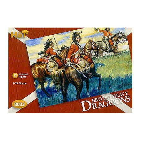 Napoleonische britische Dragoner 12 zu Pferde Figuren mit Extrahüten für Umwandlungsmöglichkeiten. 