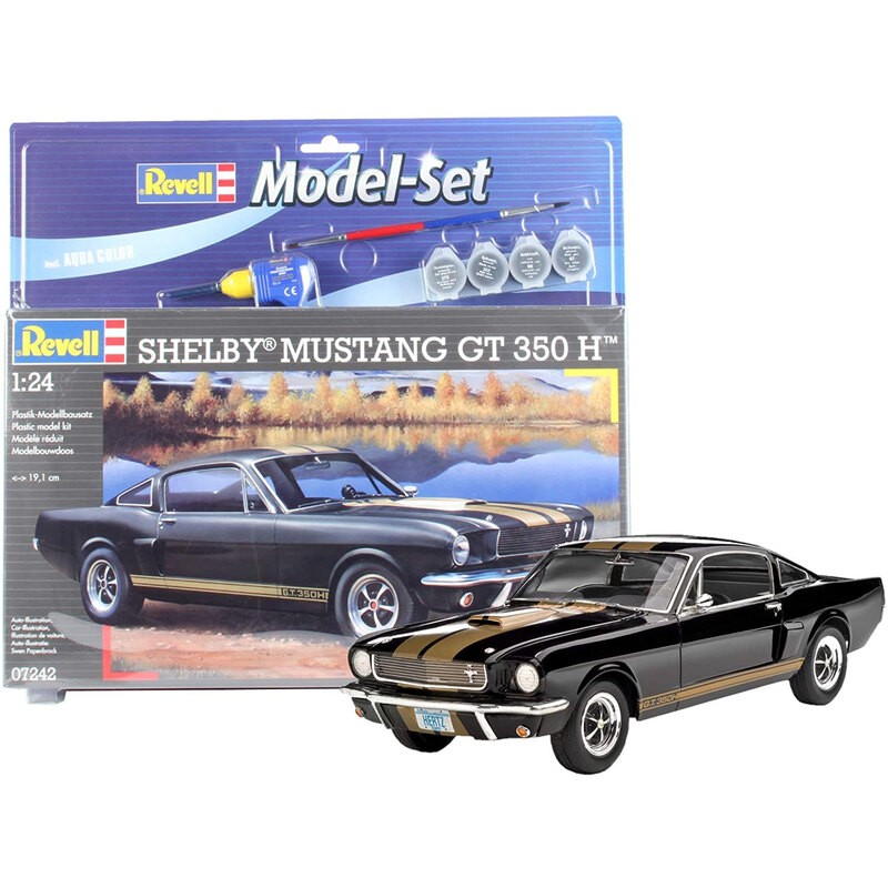 Shelby Mustang Gt 350 Set - Geschenkbox beinhaltet das Modell, die Farben, ein Pinsel und Kleber Modellbausatz