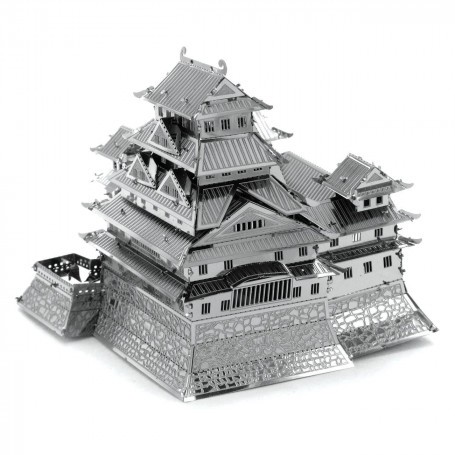 MetalEarth Architektur: HIMEJI SCHLOSS 7.2x6.9x6cm, Metall 3D Modell mit 3 Blättern, auf Karte 12x17cm, 14+ 