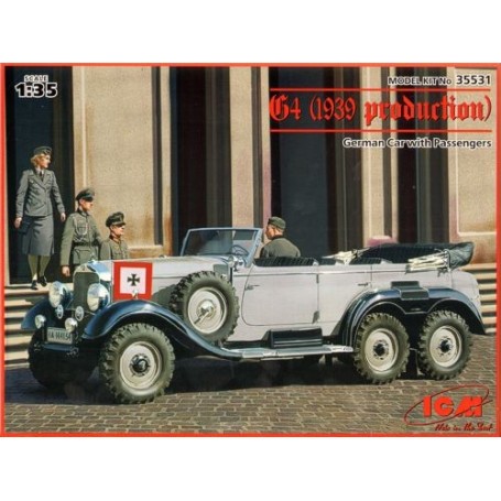 G4 (1939-Produktion), deutsches Auto mit Passagieren (3 Figuren) Militär Modellbau