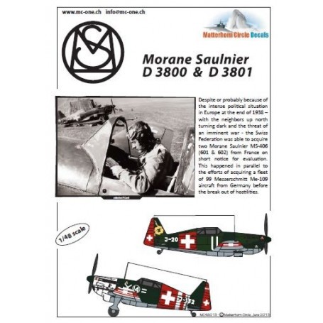 Decal Morane D-3800 &amp; D-3801 [Morane Saulnier MS.406C-1] 