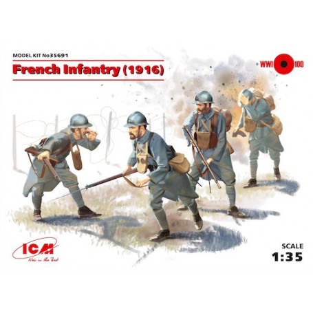 Französisch Infanterie (1916) (4 Figuren) (WWI) (100% neue Formen) 